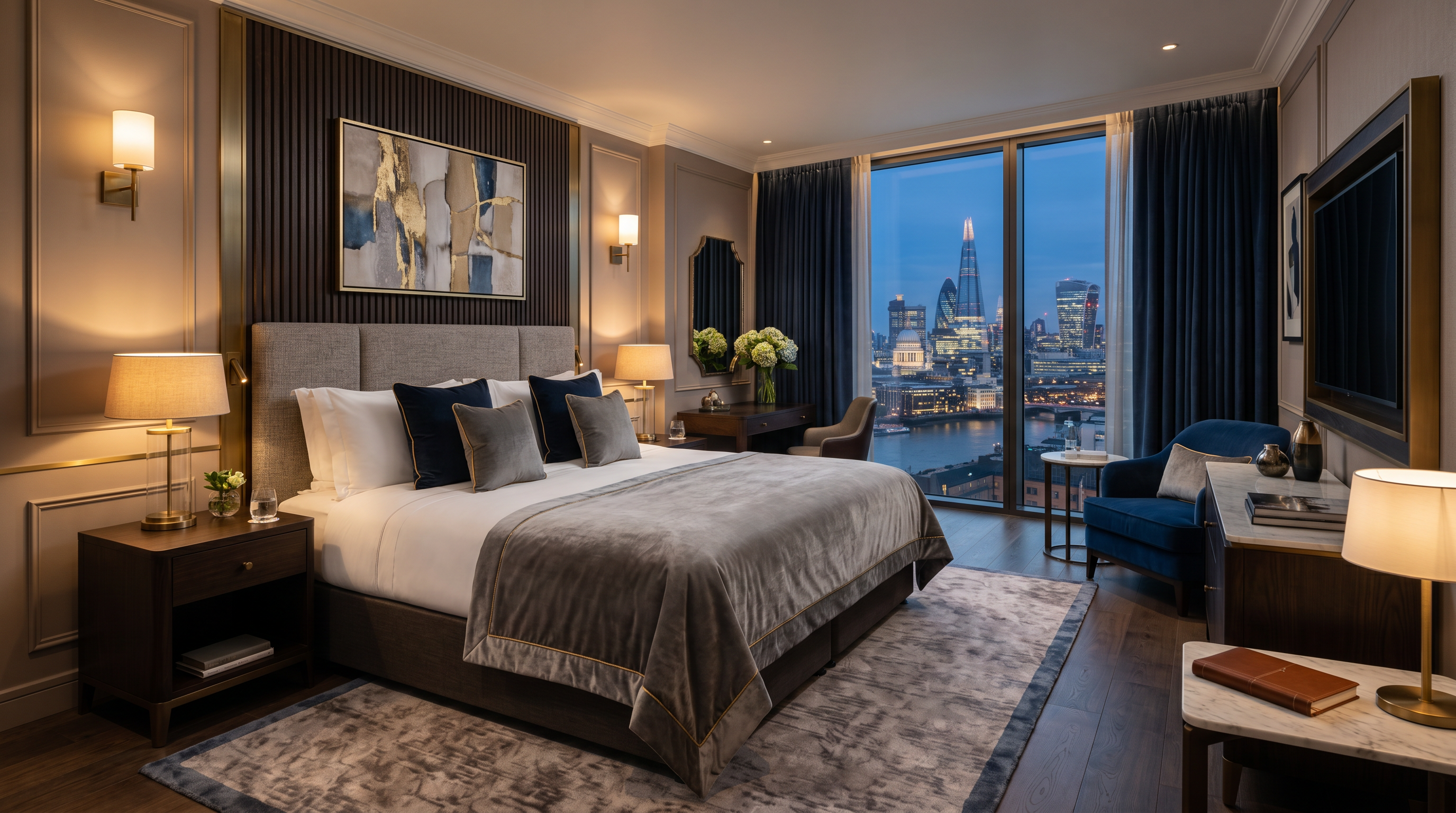 Luxury hotel suite bedroom at UKRankingSite